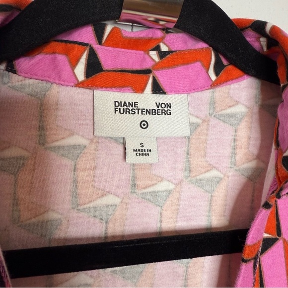 Diane Von Furstenburg DVF X Target - pink geometric collared jumpsuit Small - Picture 3 of 13